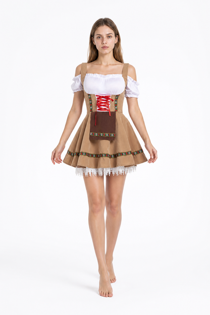 Bavarian Dress with Red Lacing for a Beer Festival Costume Dresses detail
