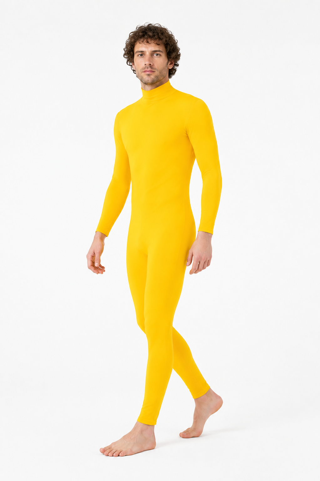 Yellow One-Piece Jumpsuit with High Collar product detail 2