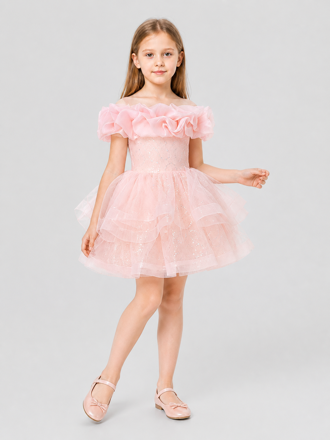 Children's Princess Dress with Sequins and a Full Skirt