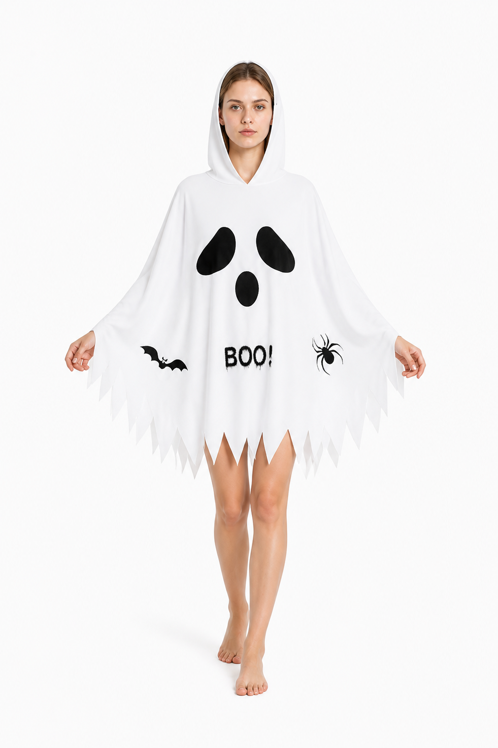 Glow-in-the-Dark Ghost Cape with Spider and Bat Costume Capes detail 2
