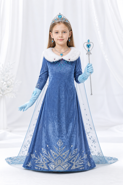 Snow Queen Costume with Sequins and Crown Costume Headwear detail 2