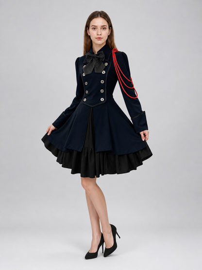 Gothic Steampunk Dress with Bow and Collar