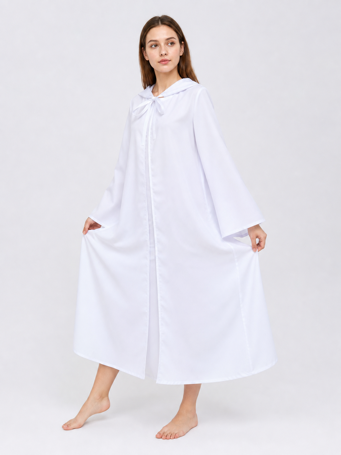 White Hooded Cape for Costumes and Cosplay