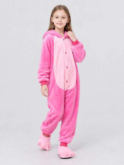 Kids' Hooded Pink Pajama Jumpsuit