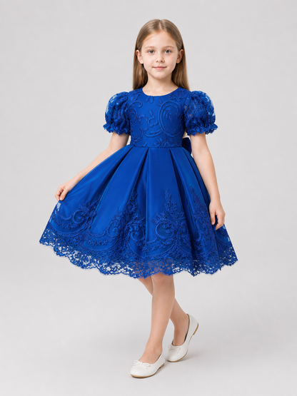 Girls’ Princess Dress with Embroidery and Lace Trim product detail 2