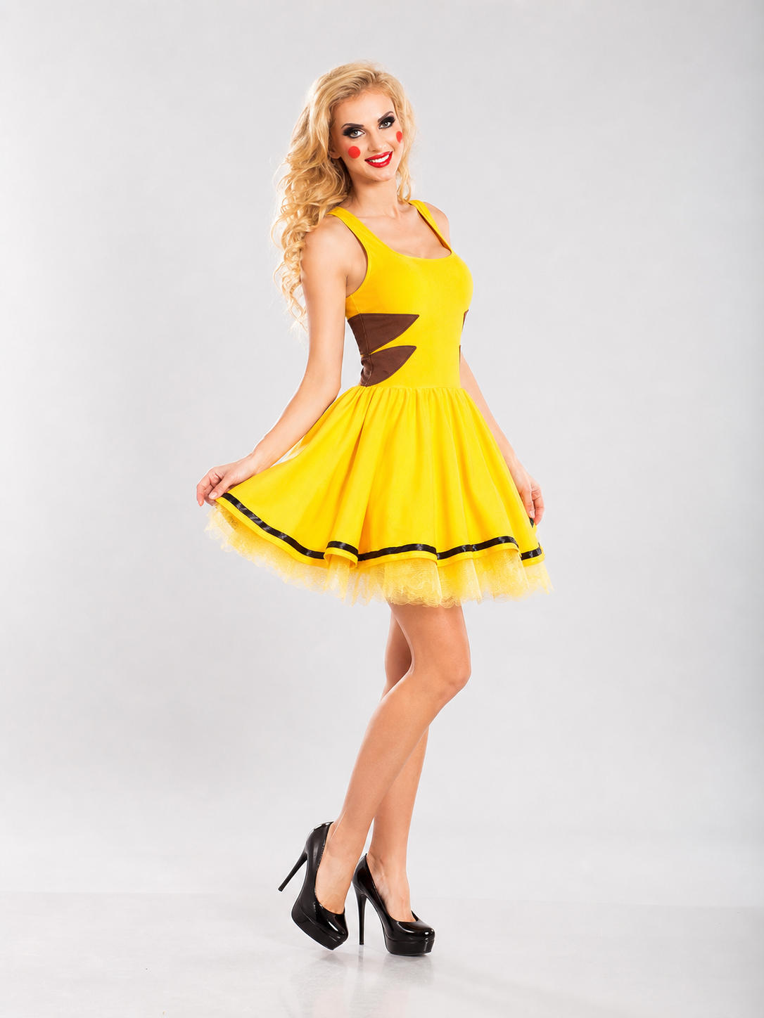 Yellow character costume with ears for cosplay