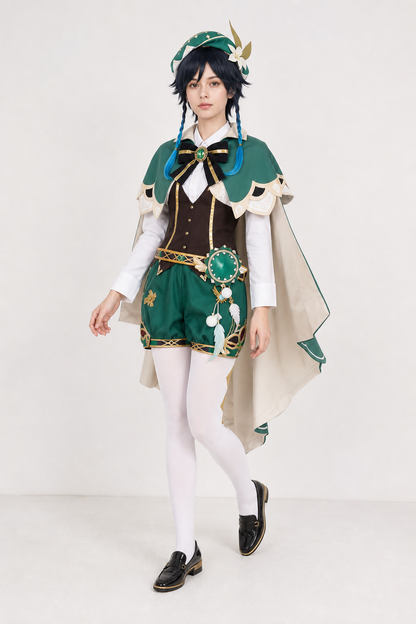 Venti Cosplay Costume with Wig and Cape Costume Capes detail 2