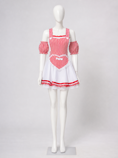 Cosplay costume dress with a striped bodice