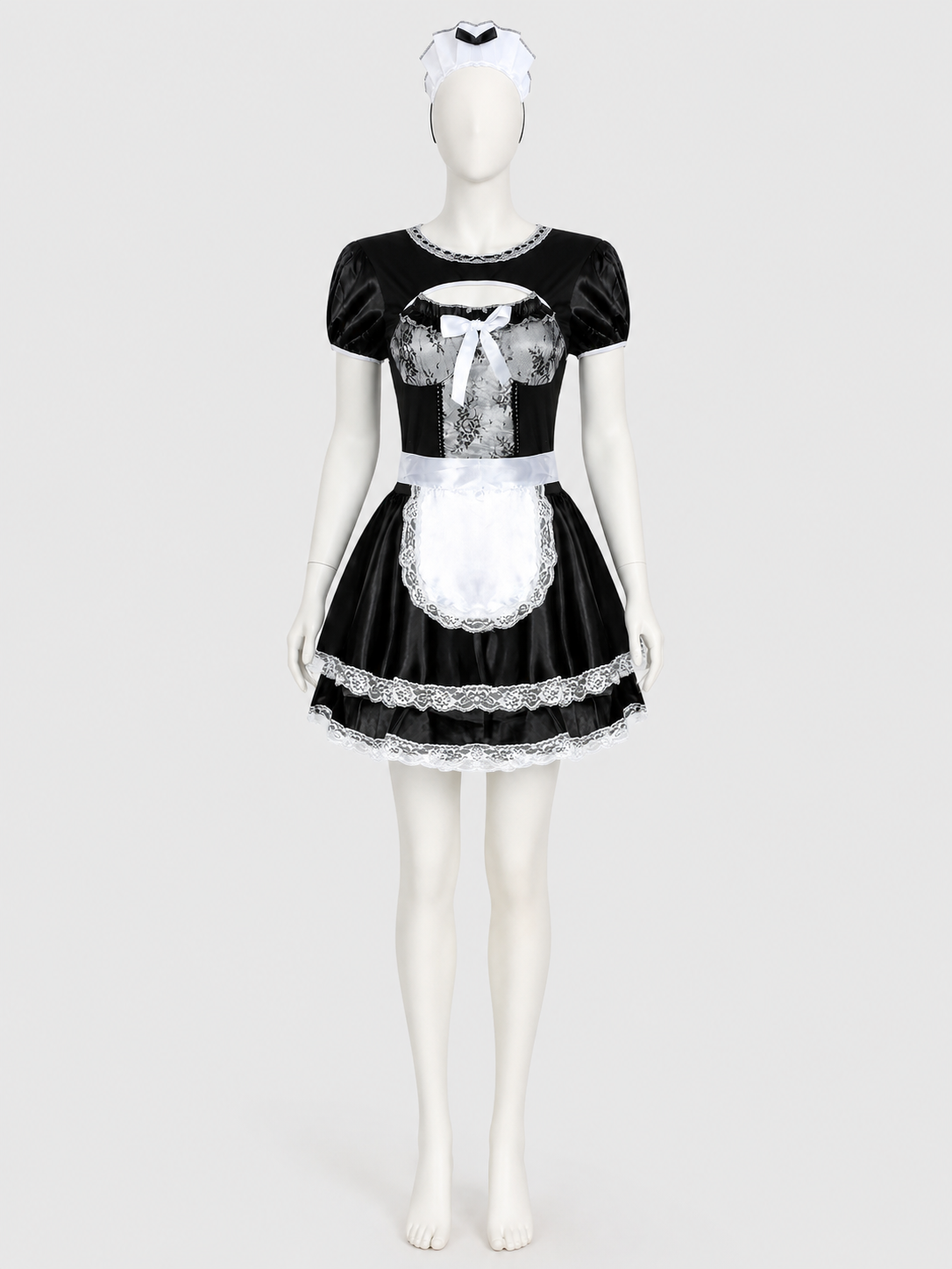 M–XL Maid Costume with White Apron and Bow product detail 2