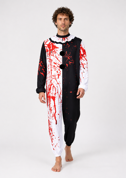 Black-and-White Clown Jumpsuit with Blood Print product detail 2