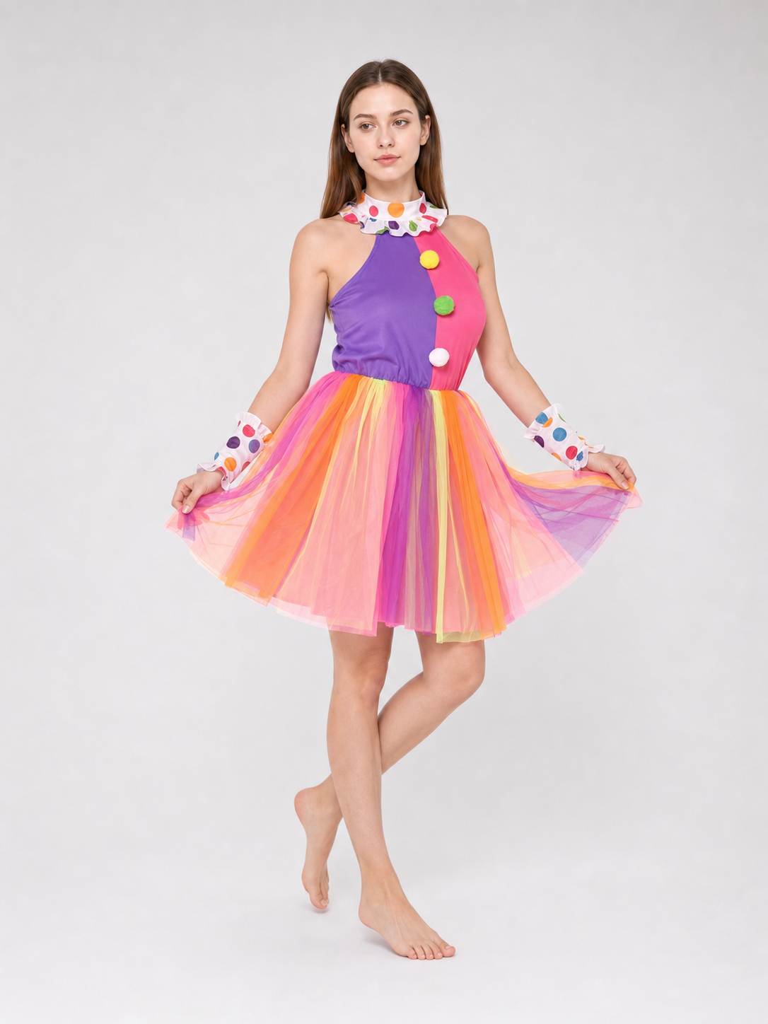 Clown Costume: Dress with Full Skirt and Cuffs