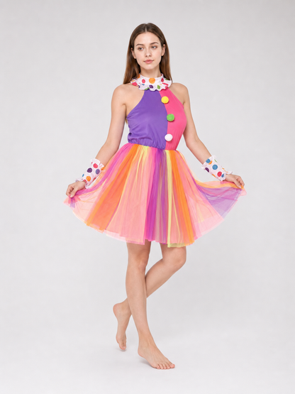 Clown Costume: Dress with Full Skirt and Cuffs