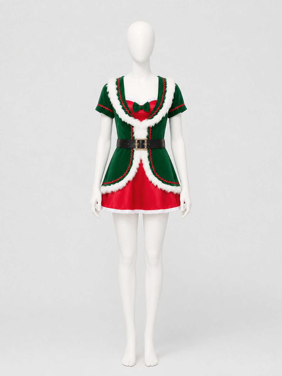 Christmas Elf Costume, Dress with White Fur Trim Costume Dresses detail 2