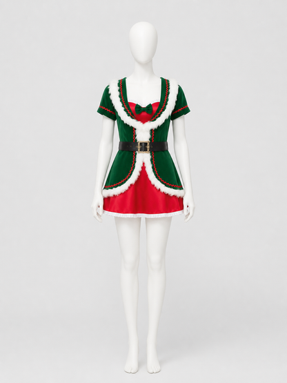 Christmas Elf Costume, Dress with White Fur Trim Costume Dresses detail 2