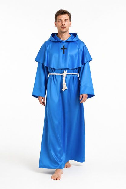 Blue Hooded Monk’s Cloak with Cross product detail 2
