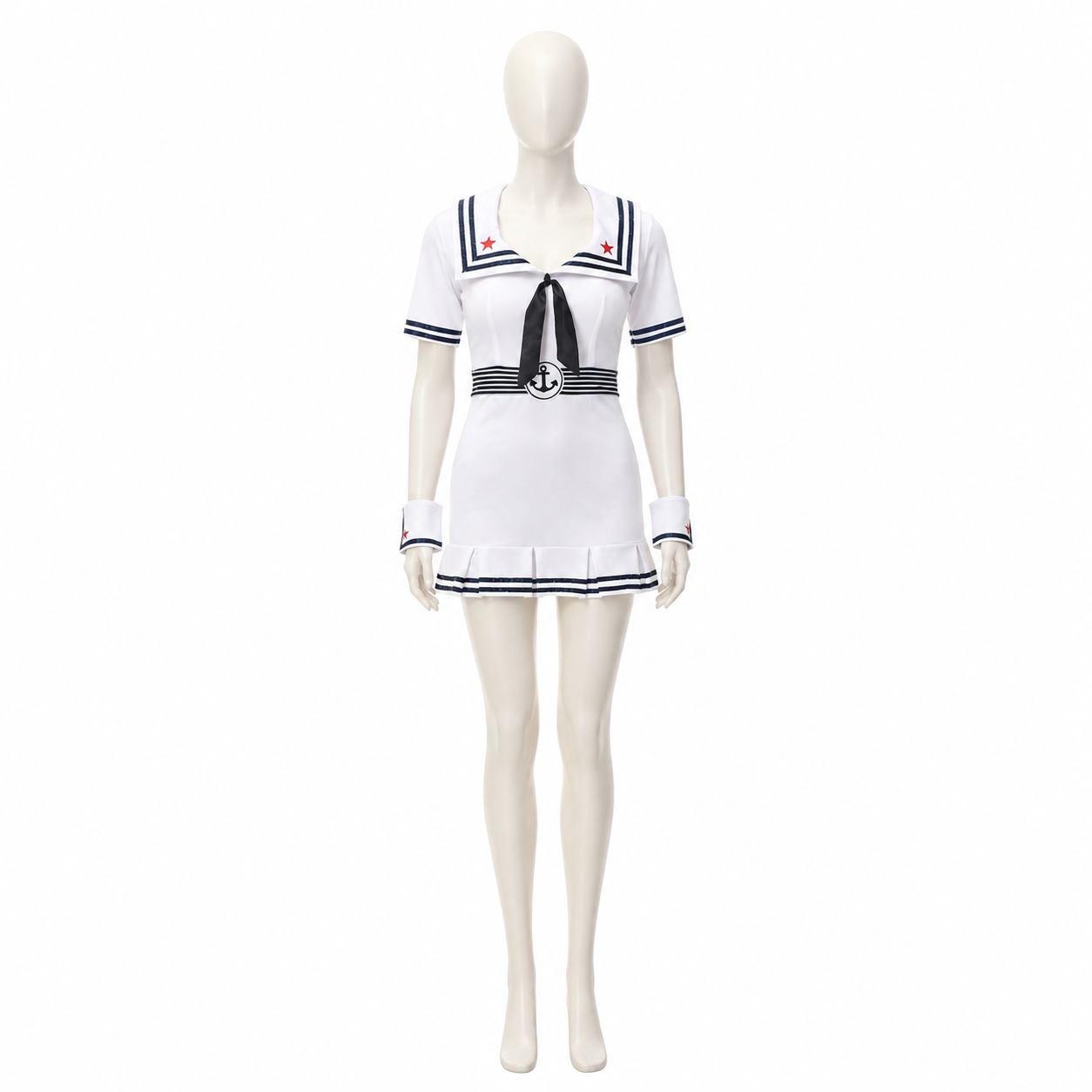 Nautical-Style Costume with Collar and Pleated Skirt Costumes detail 2