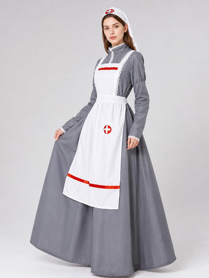 Nurse Costume with Apron and Cap