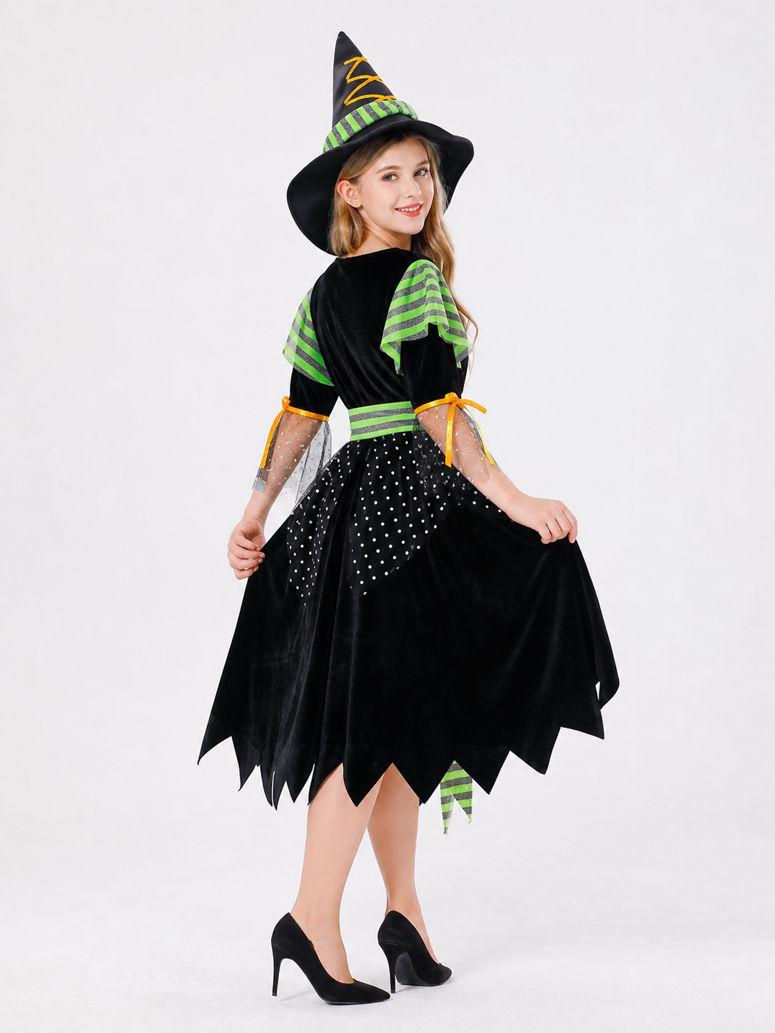 Witch-Style Costume Dress with Pointed Hat