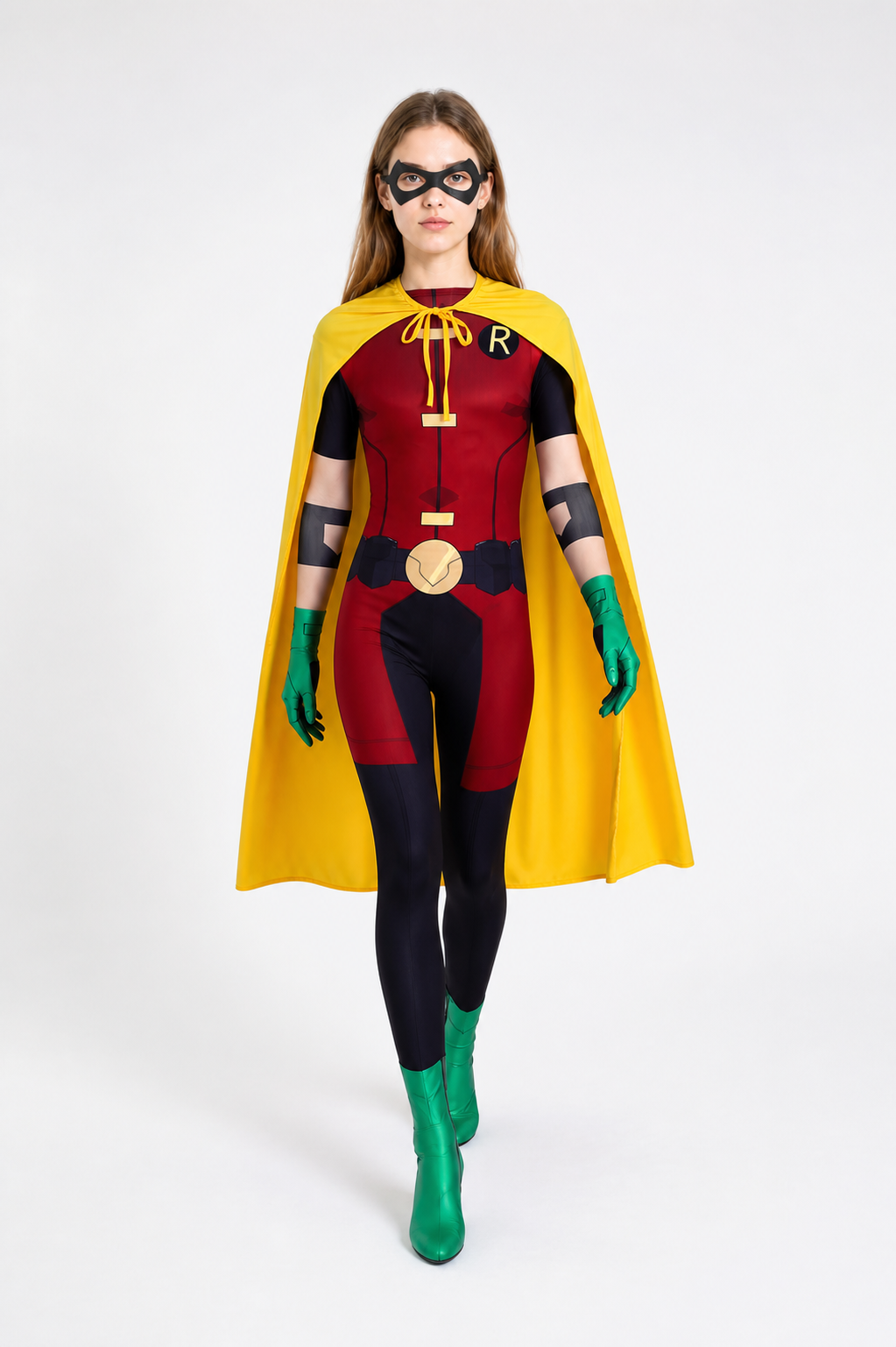 Robin Cosplay Jumpsuit with Cape and Mask
