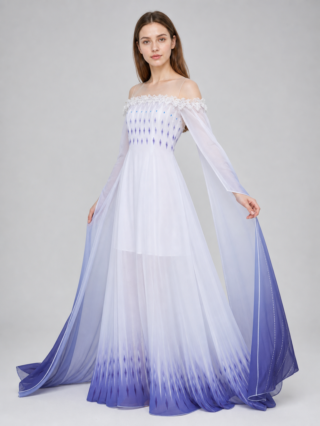 Elsa Cosplay Dress with Capes and Gradient