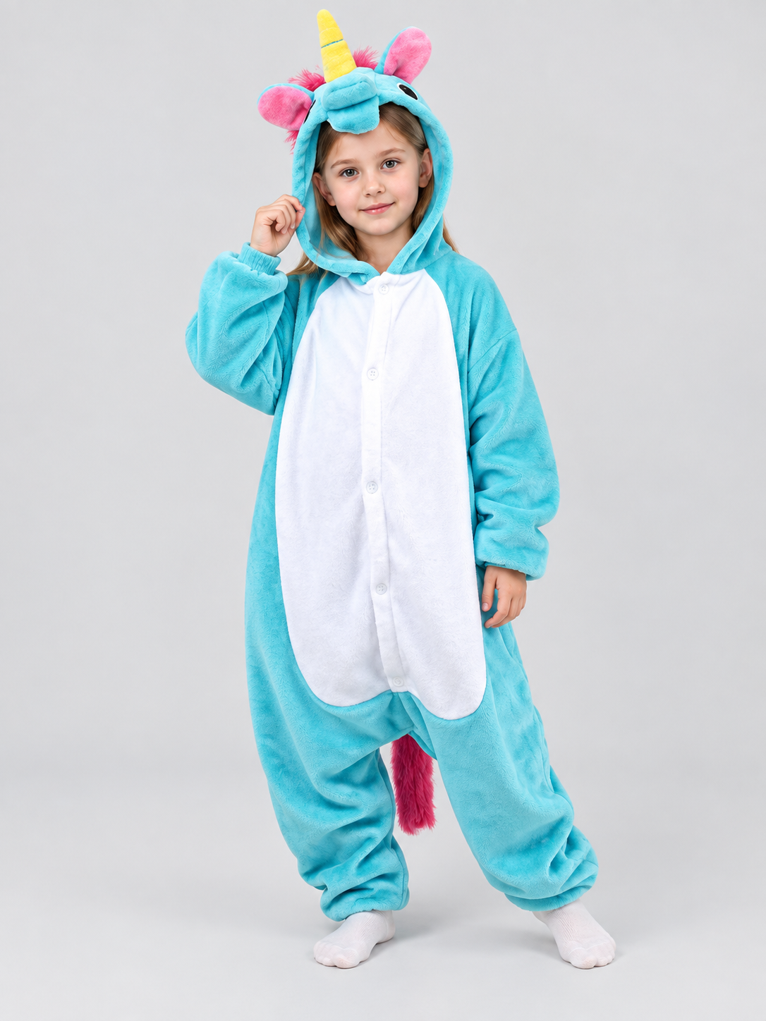 Kids' Flannel Hooded Unicorn Pajama Jumpsuit