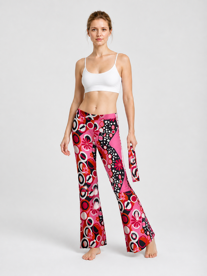 Flare-Leg Pants with a Bright Floral Boho Print product detail 2