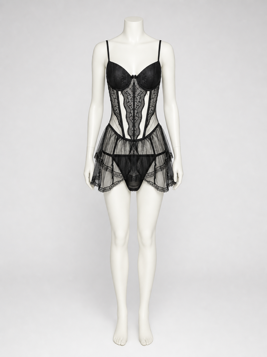 Erotic Bodysuit with Thin Straps and Lace