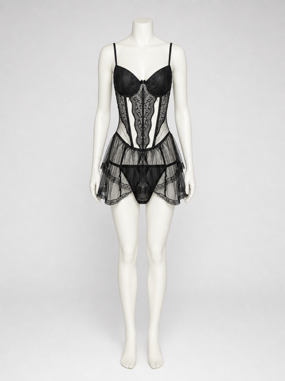 Erotic Bodysuit with Thin Straps and Lace