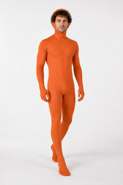 Orange Form-Fitting Hooded Jumpsuit product detail 2