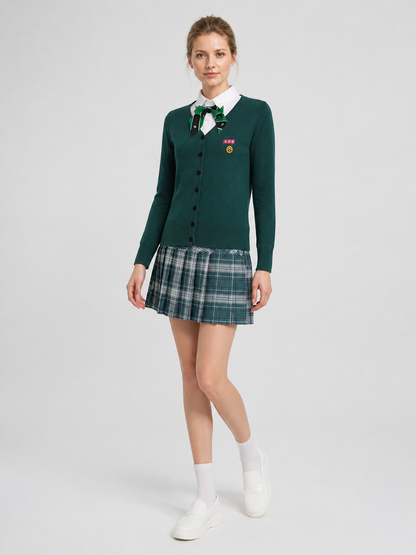 All of Us Are Dead School Uniform: Cardigan, Plaid Skirt Costumes detail