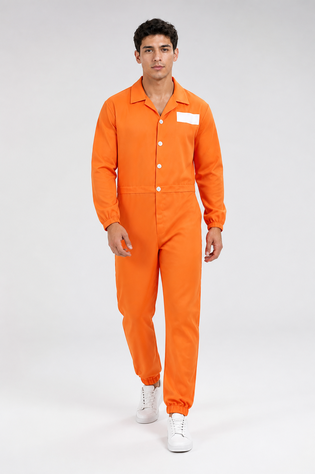 Orange Prison Jumpsuit with Collar and Buttons product detail 2
