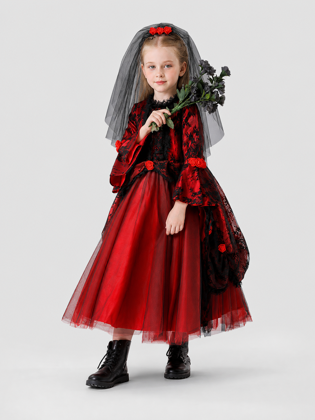 Halloween Vampire Princess Dress with Roses and Lace Costume Dresses detail