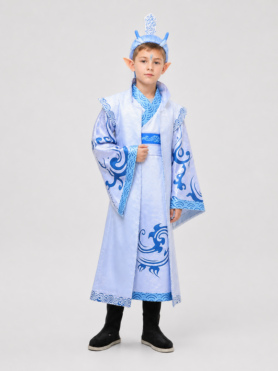 Ao Bing Cosplay Costume, 6-Piece Set, White and Blue Costumes detail 2
