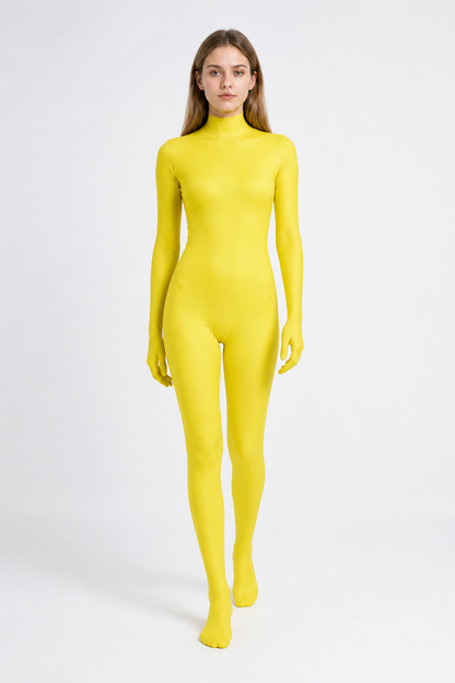 Yellow Hooded Jumpsuit with Enclosed Hands and Feet product detail 2