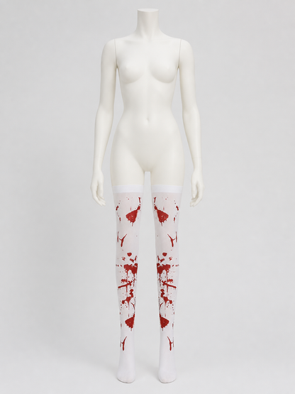 White Long Socks with Red Blood Splatter, Pair product detail 2