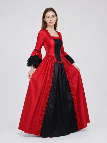 Gothic Dress with Lace and Flared Sleeves