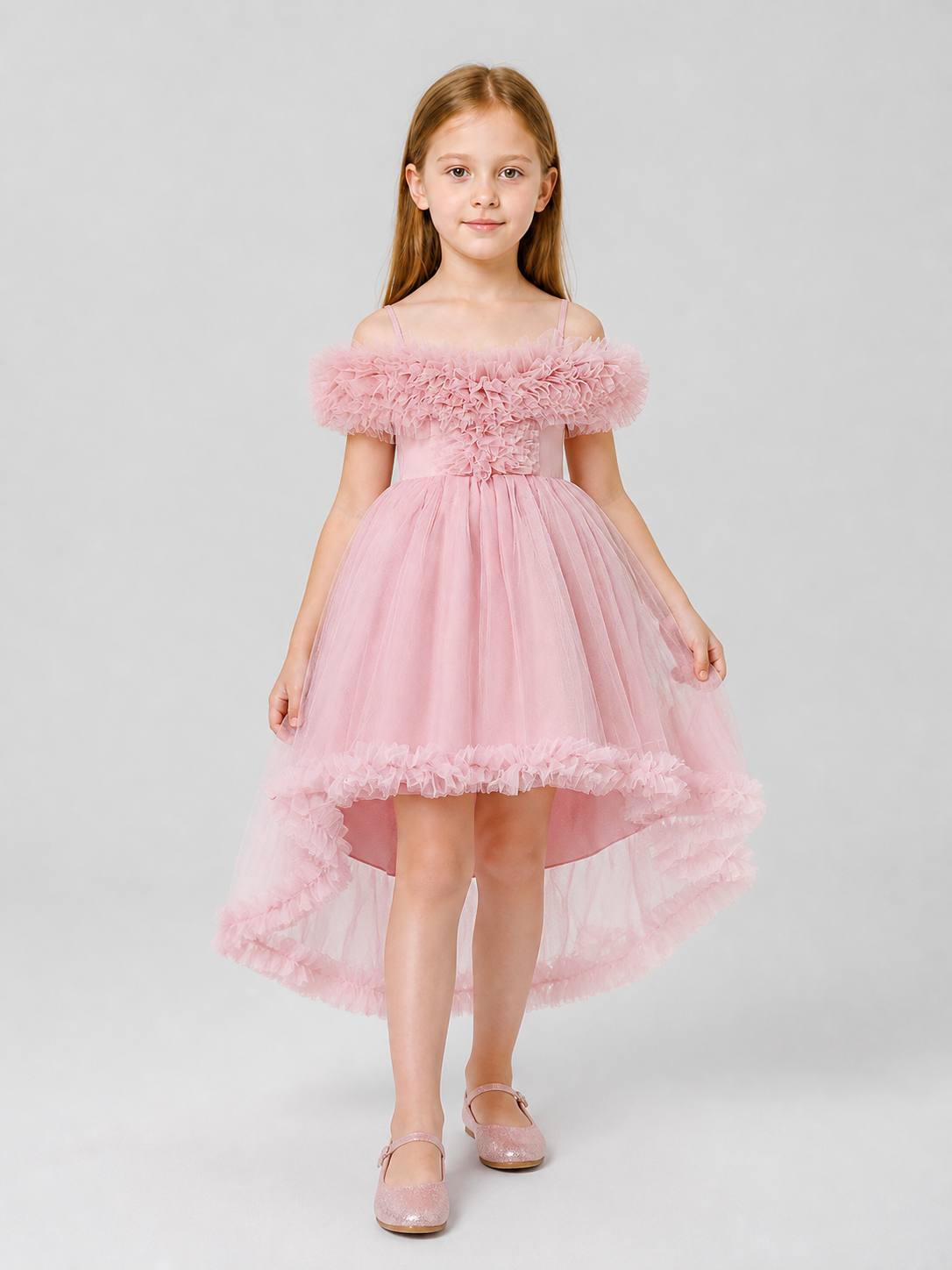 Girls’ Princess Dress with Straps and a Full Skirt product detail 2