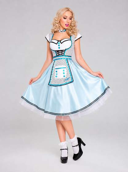 Alice-Inspired Costume Dress with Polka-Dot Apron