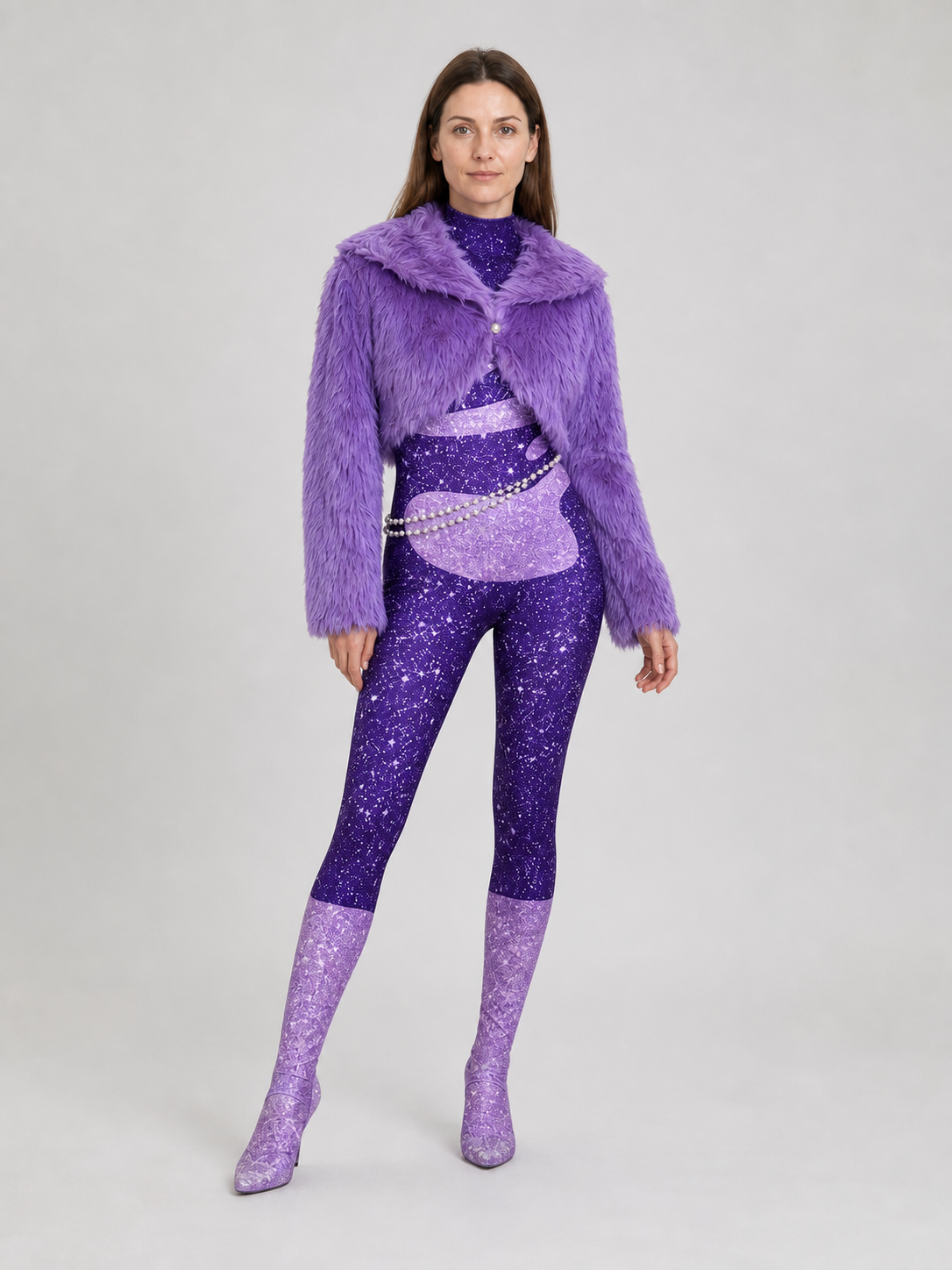Cosplay Costume: Purple Coat, Bodysuit, and Chain Costumes detail 2