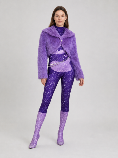 Cosplay Costume: Purple Coat, Bodysuit, and Chain Costumes detail 2
