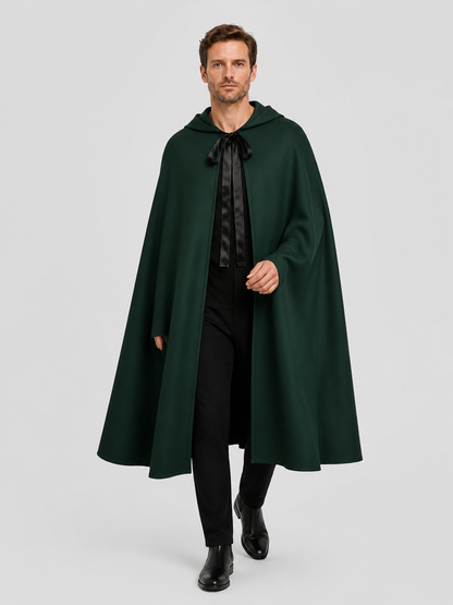 Medieval Hooded Cloak for Cosplay, Dark Green Costume Capes detail
