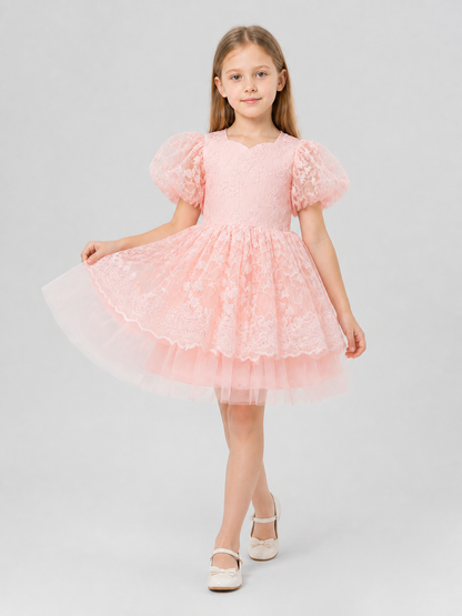 Pink Princess Dress with Lace and Full Skirt Costume Dresses detail 2