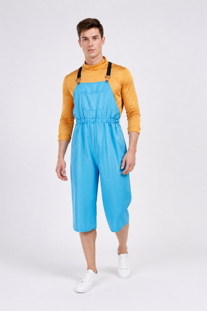 Blue Bib Shorts Overalls with Chest Pocket product detail 2