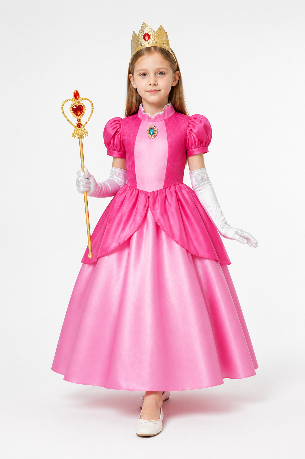 Pink Princess Costume with Crown and Scepter Costume Headwear detail 2