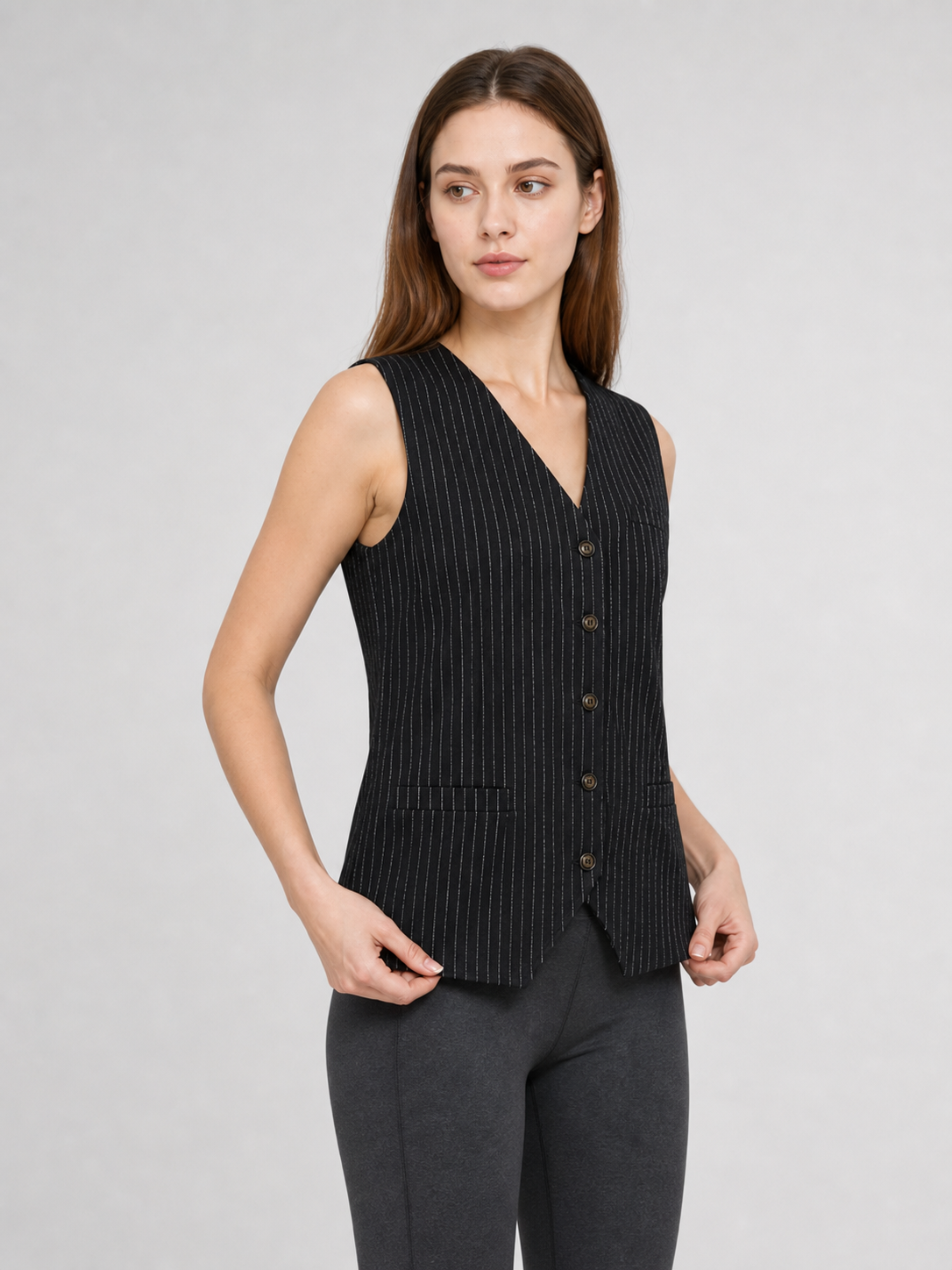 Pinstripe V-Neck Vest