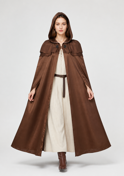 Long Brown Hooded Cloak-Cape Costume Capes detail 2