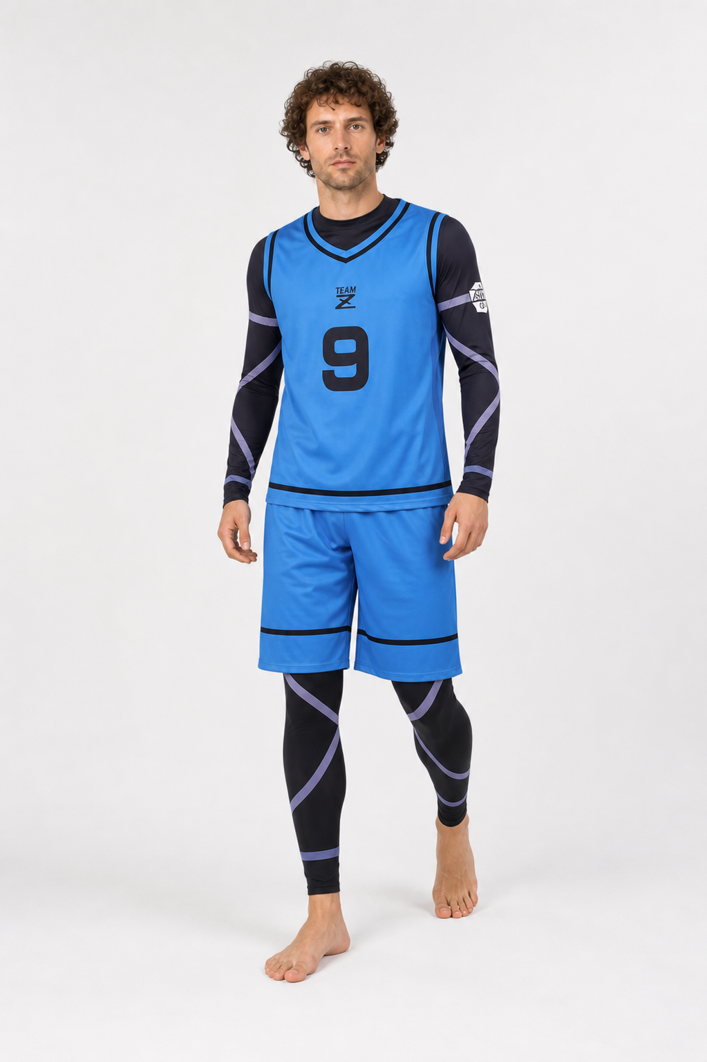 Blue Striped Soccer Cosplay Costume, Number 9 Costumes detail 2