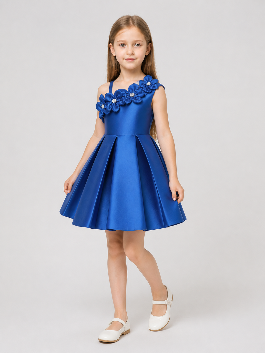 Girls' Dressy One-Shoulder Dress with a Full Skirt Costume Dresses detail 2