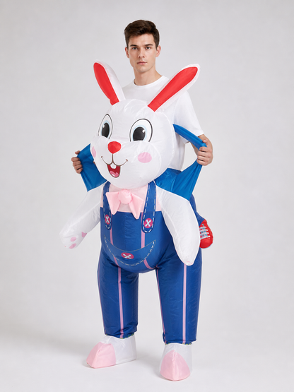 Inflatable Rabbit Costume with Blue Overalls