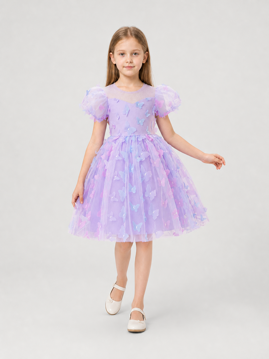 Purple Girls' Tutu Dress with Bows and Butterflies Costume Dresses detail 2